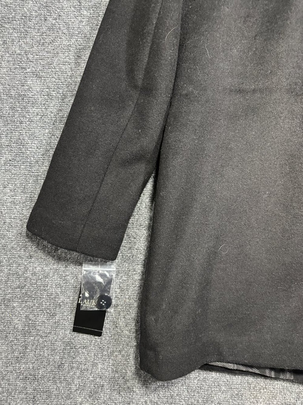 Lauren Ralph Lauren Black Label Wool Peacoat Womens 8 Black Tab Front Button NEW - Picture 9 of 11